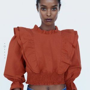 Zara ruffled poplin shirt